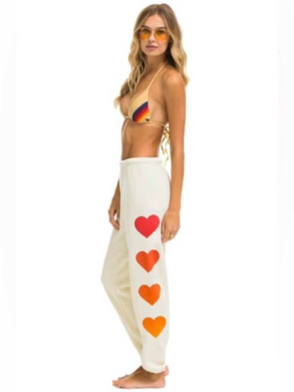 AVIATOR NATION HEART FADE 4 SWEATPANT - VINTAGE WHITE - SMALL